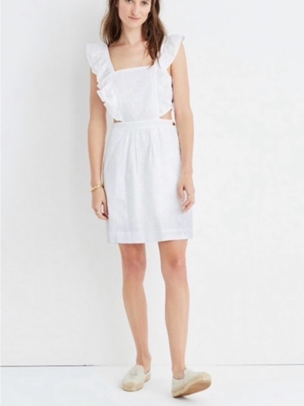 Madewell White Eyelet Cutout Mini Dress Sz 00 Cottagecore Coquette